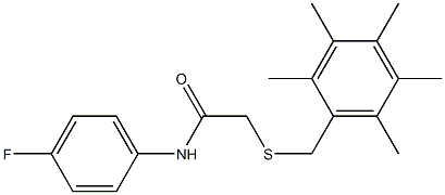 N1-(4-fluorophenyl)-2-[(2,3,4,5,6-pentamethylbenzyl)thio]acetamide 结构式