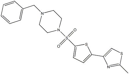 4-{5-[(4-benzylpiperazino)sulfonyl]-2-thienyl}-2-methyl-1,3-thiazole 结构式