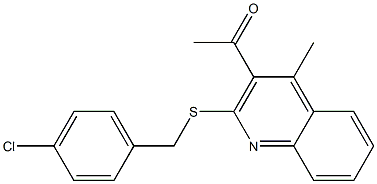 1-{2-[(4-chlorobenzyl)sulfanyl]-4-methyl-3-quinolinyl}-1-ethanone 结构式