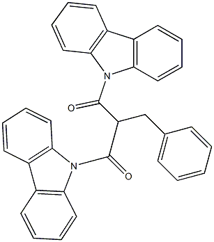 2-benzyl-1,3-di(9H-carbazol-9-yl)propane-1,3-dione 结构式