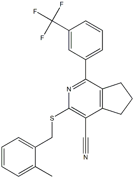 3-[(2-methylbenzyl)sulfanyl]-1-[3-(trifluoromethyl)phenyl]-6,7-dihydro-5H-cyclopenta[c]pyridine-4-carbonitrile 结构式