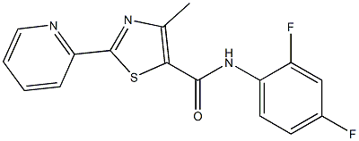 N-(2,4-difluorophenyl)-4-methyl-2-(2-pyridinyl)-1,3-thiazole-5-carboxamide 结构式