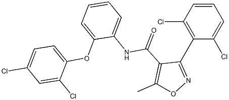 N4-[2-(2,4-dichlorophenoxy)phenyl]-3-(2,6-dichlorophenyl)-5-methylisoxazole-4-carboxamide 结构式