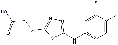 2-({5-[(3-fluoro-4-methylphenyl)amino]-1,3,4-thiadiazol-2-yl}sulfanyl)acetic acid 结构式