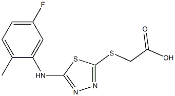 2-({5-[(5-fluoro-2-methylphenyl)amino]-1,3,4-thiadiazol-2-yl}sulfanyl)acetic acid 结构式