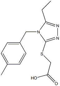 2-({5-ethyl-4-[(4-methylphenyl)methyl]-4H-1,2,4-triazol-3-yl}sulfanyl)acetic acid 结构式