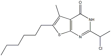 2-(1-chloroethyl)-6-hexyl-5-methyl-3H,4H-thieno[2,3-d]pyrimidin-4-one 结构式