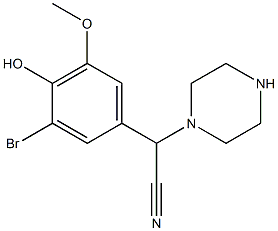 2-(3-bromo-4-hydroxy-5-methoxyphenyl)-2-(piperazin-1-yl)acetonitrile 结构式