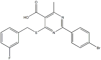 2-(4-bromophenyl)-4-[(3-fluorobenzyl)thio]-6-methylpyrimidine-5-carboxylic acid 结构式
