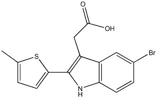 2-[5-bromo-2-(5-methylthiophen-2-yl)-1H-indol-3-yl]acetic acid 结构式