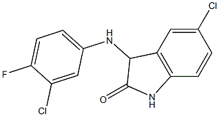 5-chloro-3-[(3-chloro-4-fluorophenyl)amino]-2,3-dihydro-1H-indol-2-one 结构式