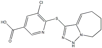 5-chloro-6-{5H,6H,7H,8H,9H-[1,2,4]triazolo[3,4-a]azepin-3-ylsulfanyl}pyridine-3-carboxylic acid 结构式