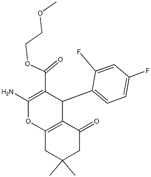 2-methoxyethyl 2-amino-4-(2,4-difluorophenyl)-7,7-dimethyl-5-oxo-5,6,7,8-tetrahydro-4H-chromene-3-carboxylate 结构式