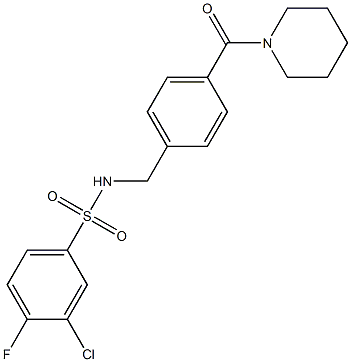 3-chloro-4-fluoro-N-[4-(1-piperidinylcarbonyl)benzyl]benzenesulfonamide 结构式