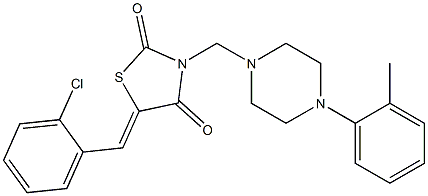 5-(2-chlorobenzylidene)-3-{[4-(2-methylphenyl)-1-piperazinyl]methyl}-1,3-thiazolidine-2,4-dione 结构式