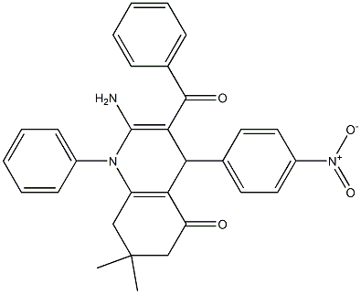 2-amino-3-benzoyl-4-{4-nitrophenyl}-7,7-dimethyl-1-phenyl-4,6,7,8-tetrahydro-5(1H)-quinolinone 结构式