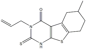 3-allyl-6-methyl-2-thioxo-2,3,5,6,7,8-hexahydro[1]benzothieno[2,3-d]pyrimidin-4(1H)-one 结构式