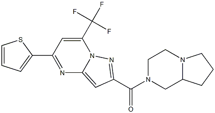 2-(hexahydropyrrolo[1,2-a]pyrazin-2(1H)-ylcarbonyl)-5-(2-thienyl)-7-(trifluoromethyl)pyrazolo[1,5-a]pyrimidine 结构式