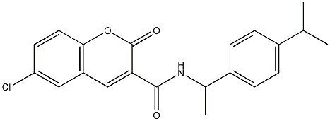 6-chloro-N-[1-(4-isopropylphenyl)ethyl]-2-oxo-2H-chromene-3-carboxamide 结构式
