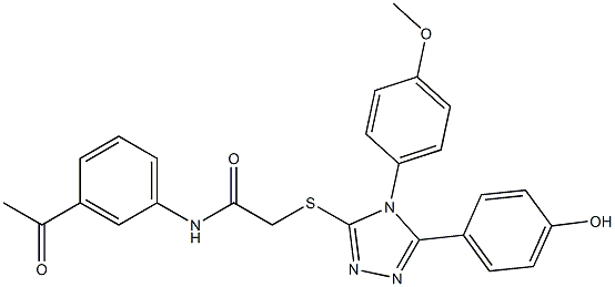 N-(3-acetylphenyl)-2-{[5-(4-hydroxyphenyl)-4-(4-methoxyphenyl)-4H-1,2,4-triazol-3-yl]sulfanyl}acetamide 结构式