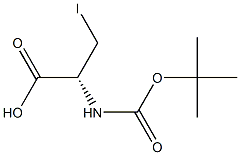 (R)-N-叔丁氧羰基-3-碘代丙氨酸 结构式