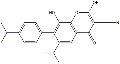 2,8-Dihydroxy-6-isopropyl-7-(4-isopropylphenyl)-4-oxo-4H-chromene-3-carbonitrile 结构式