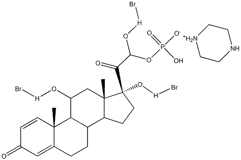 11Β,17Α-二羟基-21-膦酰氧基孕甾-1,4-二烯-3,20-二酮哌嗪盐 结构式