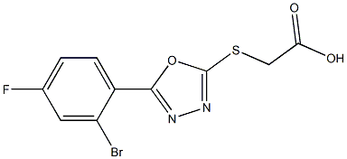 2-{[5-(2-bromo-4-fluorophenyl)-1,3,4-oxadiazol-2-yl]sulfanyl}acetic acid 结构式