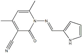 4,6-dimethyl-2-oxo-1-{[(E)-1H-pyrrol-2-ylmethylidene]amino}-1,2-dihydro-3-pyridinecarbonitrile 结构式