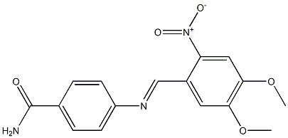 4-{[(E)-(4,5-dimethoxy-2-nitrophenyl)methylidene]amino}benzamide 结构式