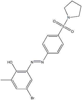 4-bromo-2-methyl-6-{(E)-2-[4-(1-pyrrolidinylsulfonyl)phenyl]diazenyl}phenol 结构式