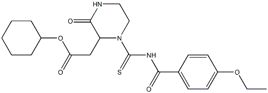 cyclohexyl 2-(1-{[(4-ethoxybenzoyl)amino]carbothioyl}-3-oxo-2-piperazinyl)acetate 结构式