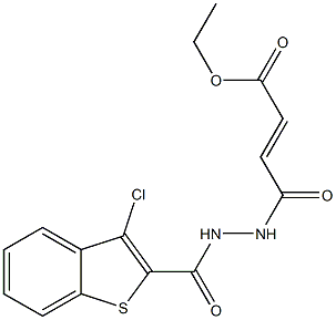 ethyl (E)-4-{2-[(3-chloro-1-benzothiophen-2-yl)carbonyl]hydrazino}-4-oxo-2-butenoate 结构式