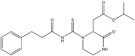 isopropyl 2-(3-oxo-1-{[(3-phenylpropanoyl)amino]carbothioyl}-2-piperazinyl)acetate 结构式