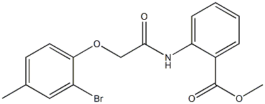 methyl 2-{[2-(2-bromo-4-methylphenoxy)acetyl]amino}benzoate 结构式