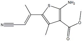 methyl 2-amino-5-[(E)-2-cyano-1-methylethenyl]-4-methyl-3-thiophenecarboxylate 结构式