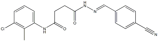 N-(3-chloro-2-methylphenyl)-4-{2-[(E)-(4-cyanophenyl)methylidene]hydrazino}-4-oxobutanamide 结构式