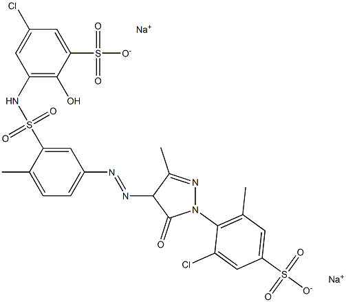 5-Chloro-3-[[[5-[[1-(2-chloro-6-methyl-4-sulfophenyl)-4,5-dihydro-3-methyl-5-oxo-1H-pyrazol-4-yl]azo]-2-methylphenyl]sulfonyl]amino]-2-hydroxybenzenesulfonic acid disodium salt 结构式