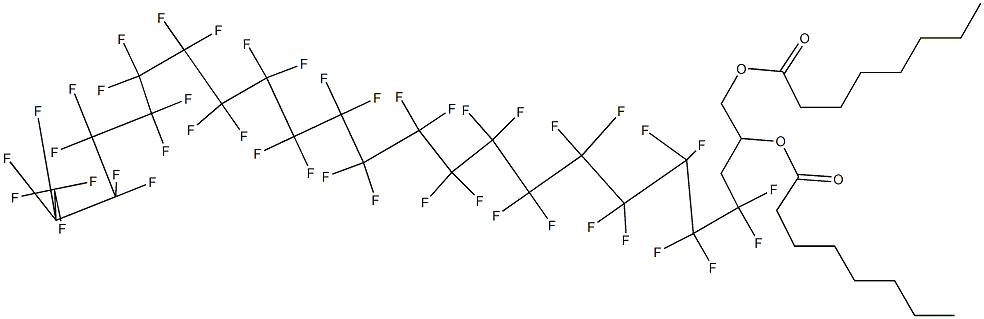 Dioctanoic acid 4,4,5,5,6,6,7,7,8,8,9,9,10,10,11,11,12,12,13,13,14,14,15,15,16,16,17,17,18,18,19,19,20,20,21,21,22,22,23,23,24,24,24-tritetracontafluoro-1,2-tetracosanediyl ester 结构式