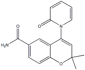 2,2-Dimethyl-6-carbamoyl-4-[(1,2-dihydro-2-oxopyridin)-1-yl]-2H-1-benzopyran 结构式