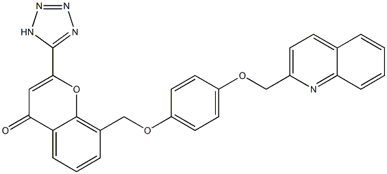 8-[[4-[(2-Quinolinyl)methoxy]phenoxy]methyl]-2-(1H-tetrazol-5-yl)-4H-1-benzopyran-4-one 结构式