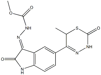 3-[[1,2-Dihydro-5-[(6-methyl-2-oxo-3,6-dihydro-2H-1,3,4-thiadiazin)-5-yl]-2-oxo-3H-indol]-3-ylidene]carbazic acid methyl ester 结构式