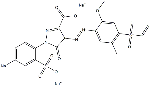 4-(2-Methoxy-5-methyl-4-vinylsulfonylphenylazo)-4,5-dihydro-5-oxo-1-(p-sodiosulfophenyl)-1H-pyrazole-3-carboxylic acid sodium salt 结构式