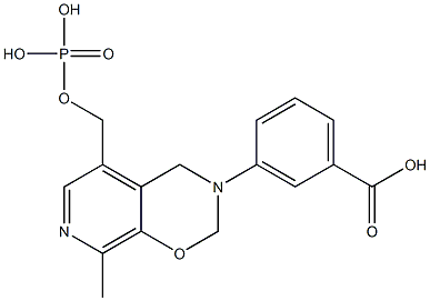 3-[[8-Methyl-5-[(phosphonooxy)methyl]-3,4-dihydro-2H-pyrido[4,3-e]-1,3-oxazin]-3-yl]benzoic acid 结构式