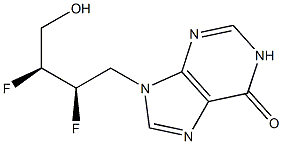 9-[(2R,3S)-2,3-Difluoro-4-hydroxybutyl]-9H-purin-6(1H)-one 结构式