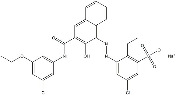 3-Chloro-6-ethyl-5-[[3-[[(3-chloro-5-ethoxyphenyl)amino]carbonyl]-2-hydroxy-1-naphtyl]azo]benzenesulfonic acid sodium salt 结构式