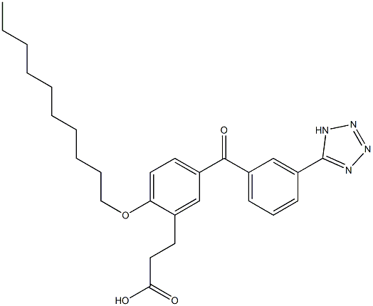 2-(Decyloxy)-5-[3-(1H-tetrazol-5-yl)benzoyl]benzenepropanoic acid 结构式