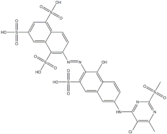 6-[[6-[[5-Chloro-6-methyl-2-(methylsulfonyl)-4-pyrimidinyl]amino]-1-hydroxy-3-sulfo-2-naphthalenyl]azo]-1,3,5-naphthalenetrisulfonic acid 结构式