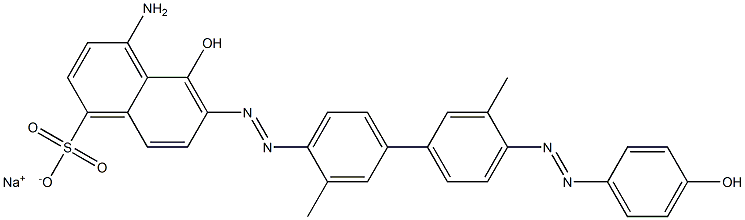 4-Amino-5-hydroxy-6-[[4'-[(4-hydroxyphenyl)azo]-3,3'-dimethyl-1,1'-biphenyl-4-yl]azo]naphthalene-1-sulfonic acid sodium salt 结构式