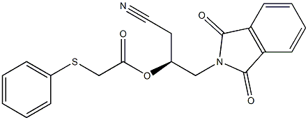 (Phenylthio)acetic acid (S)-1-(cyanomethyl)-2-[(1,3-dihydro-1,3-dioxo-2H-isoindol)-2-yl]ethyl ester 结构式